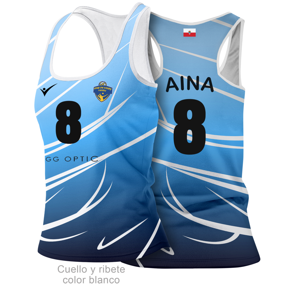 Camiseta voley tirantes de mujer 100% fullprint personalizada
