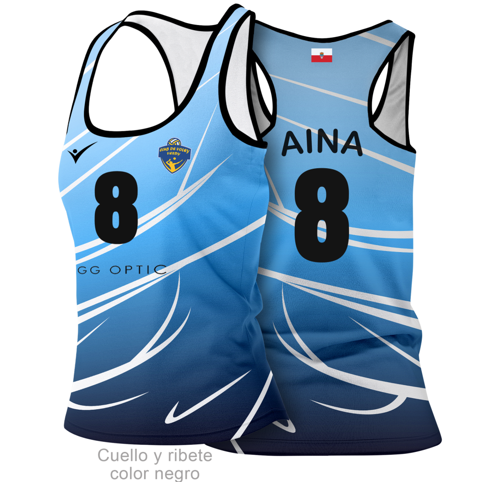 Camiseta voley tirantes de mujer 100% fullprint personalizada