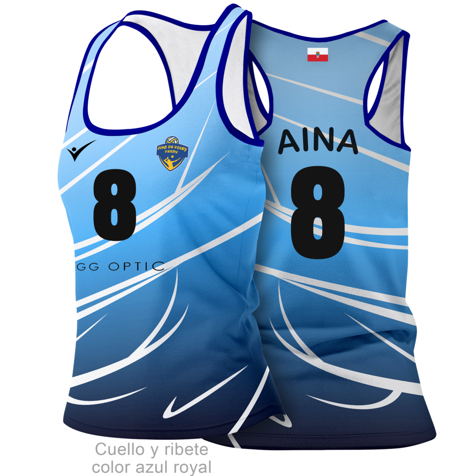 Camiseta voley tirantes de mujer 100% fullprint personalizada