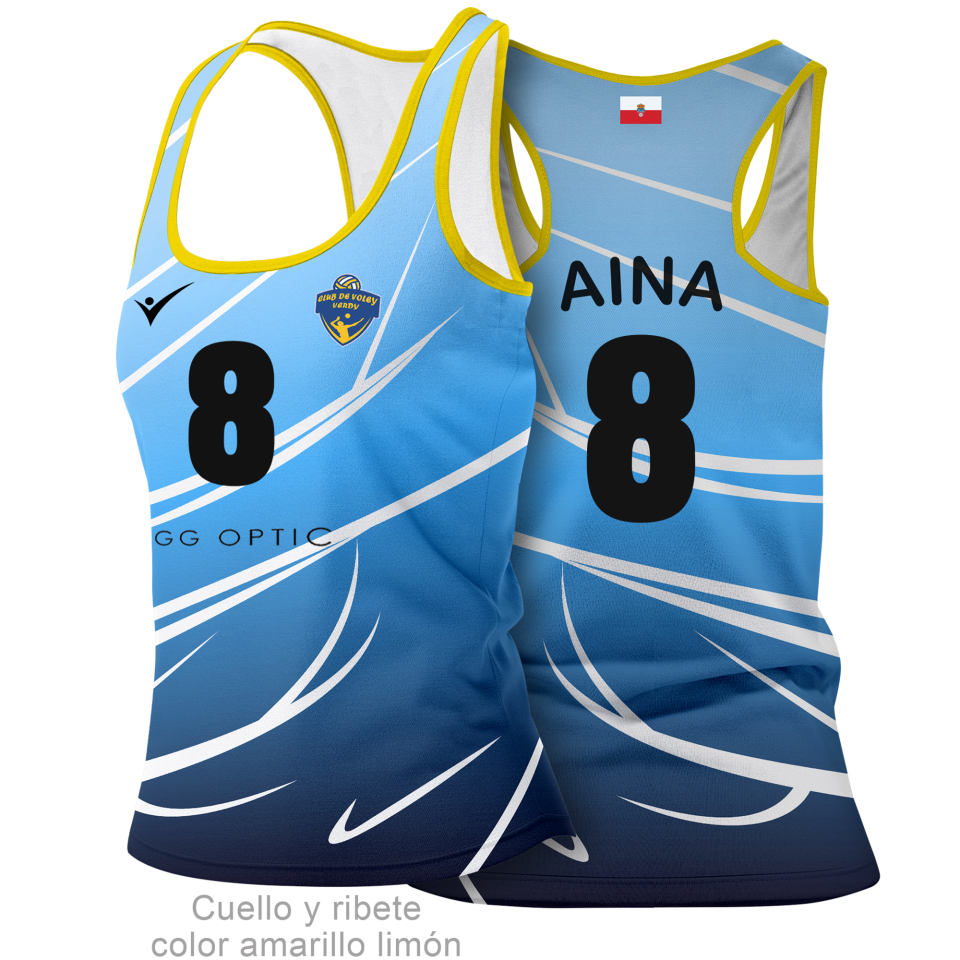 Camiseta voley tirantes de mujer 100% fullprint personalizada