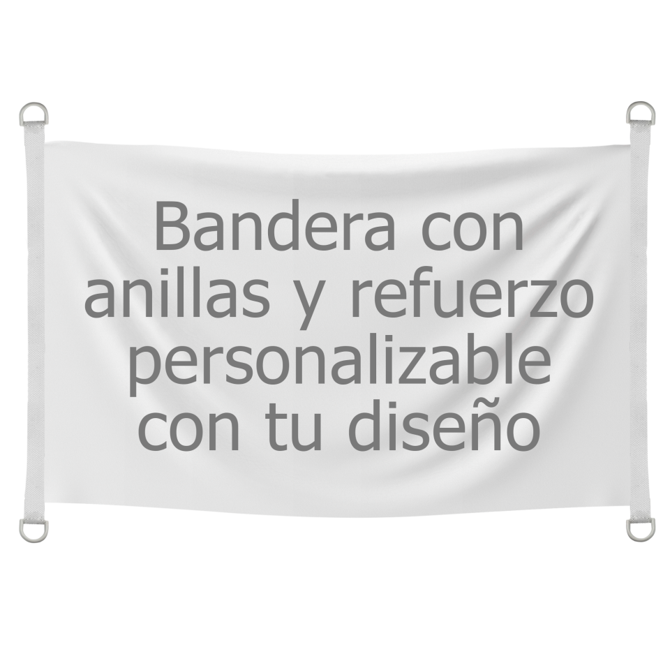 Bandera 120x70 cm con anillas y refuerzo personalizada