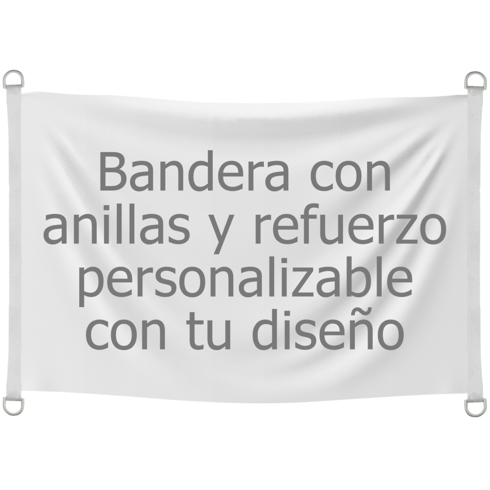 Bandera 90x60 cm con anillas y refuerzo personalizada
