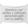 Bandera 90x60 cm con anillas y refuerzo personalizada