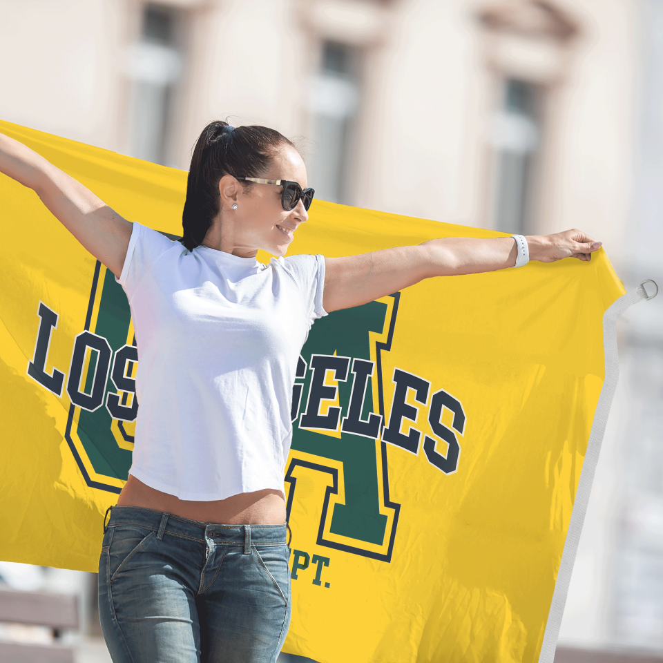 Bandera 90x60 cm con anillas y refuerzo personalizada