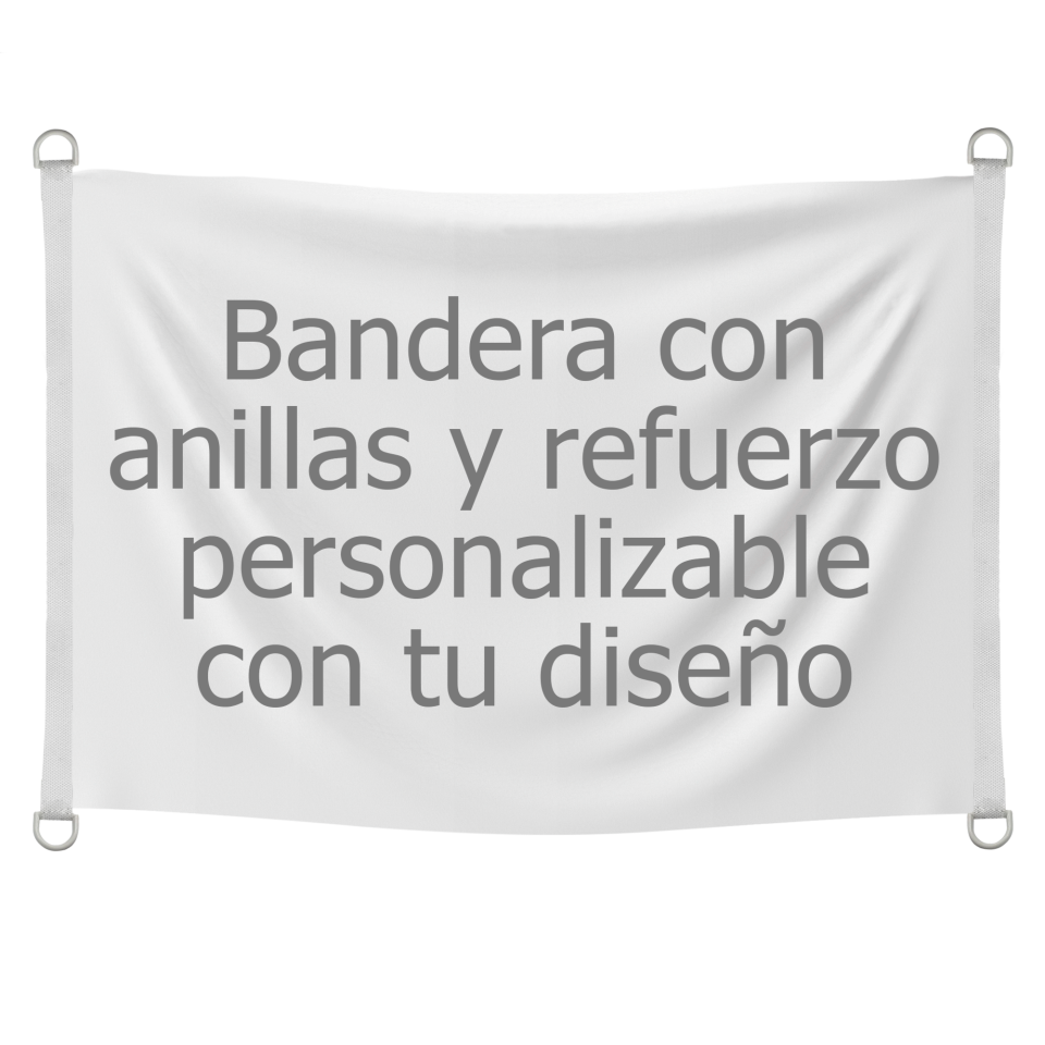 Bandera 70x50 cm con anillas y refuerzo personalizada