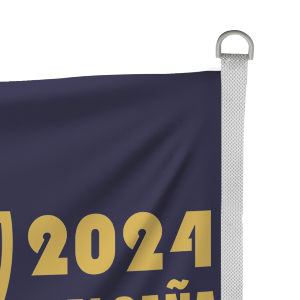 Bandera 70x50 cm con anillas y refuerzo personalizada