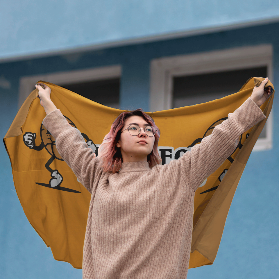 Bandera 75x100 cm con gomas personalizada