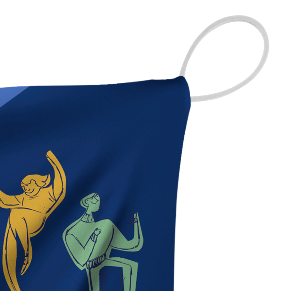 Bandera 100x120 cm con gomas personalizada