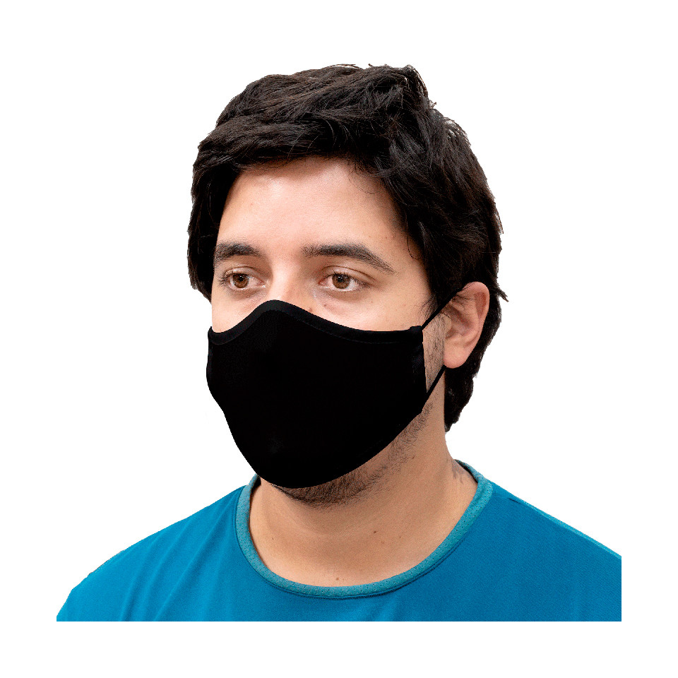 Mascarilla algodón orgánico reversible súper grande mini daisy green y negro homologada con protección +90%