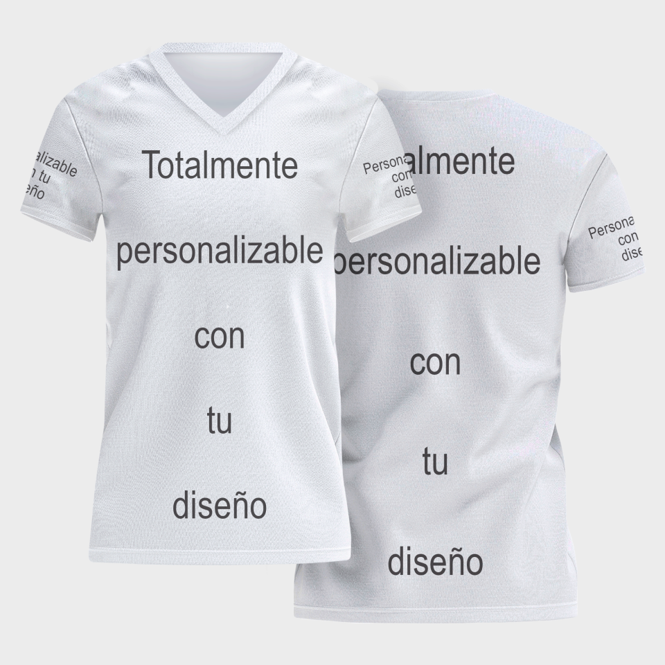 Camiseta multideporte cuello pico de mujer 100% fullprint personalizada