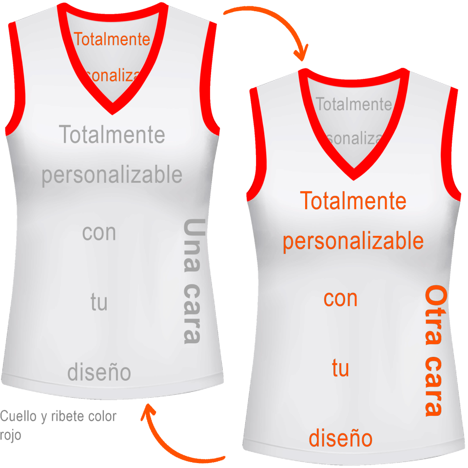 Camiseta reversible sin mangas de mujer 100% fullprint personalizada
