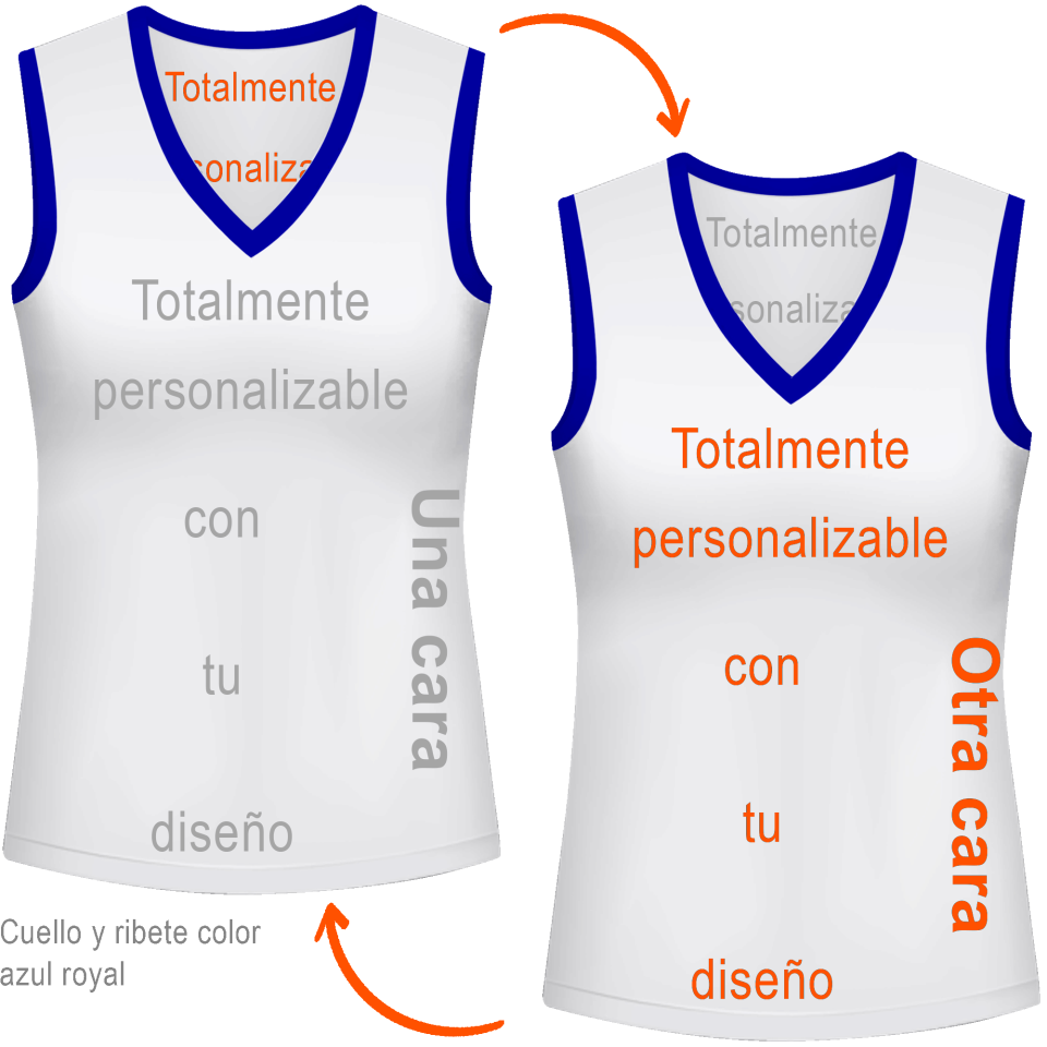 Camiseta reversible sin mangas de mujer 100% fullprint personalizada