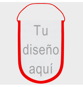 Banderín acabado redondo 14x21cm personalizado una cara