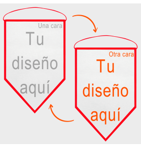 Banderín acabado triangular 9x12cm personalizado doble cara