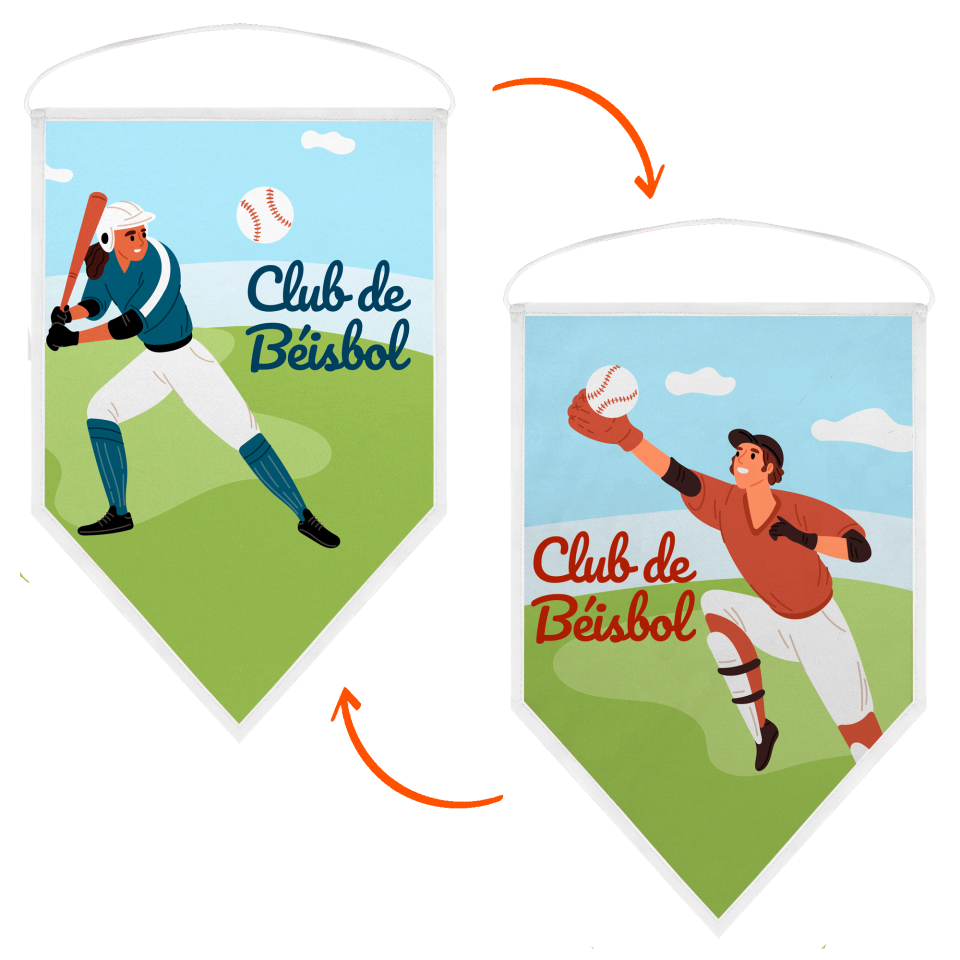 Banderín acabado triangular 14x21cm personalizado doble cara