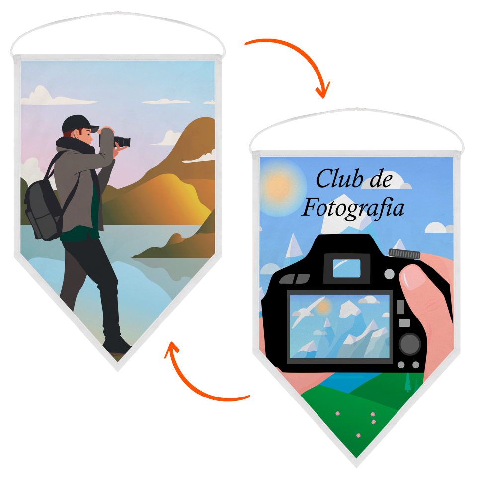 Banderín acabado triangular 18x25cm personalizado doble cara