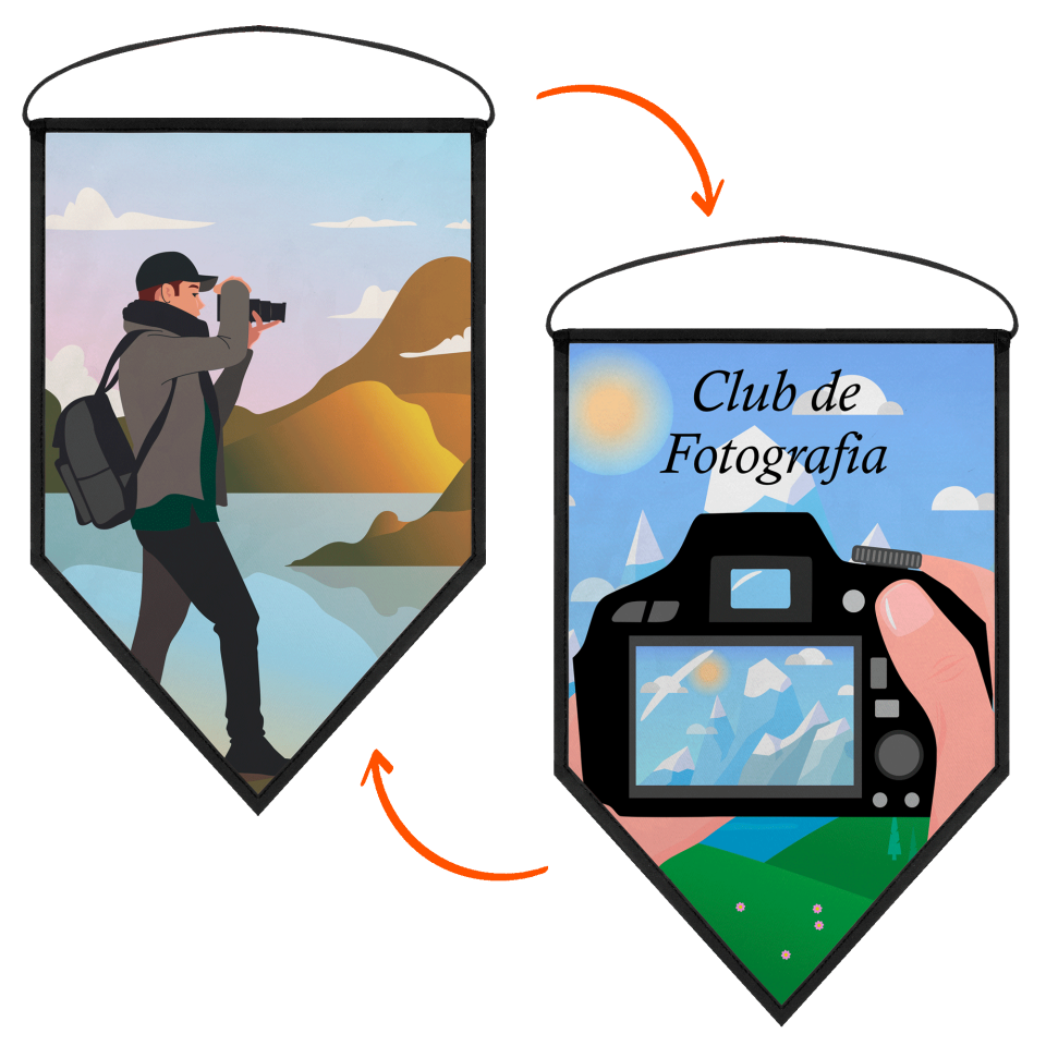 Banderín acabado triangular 18x25cm personalizado doble cara