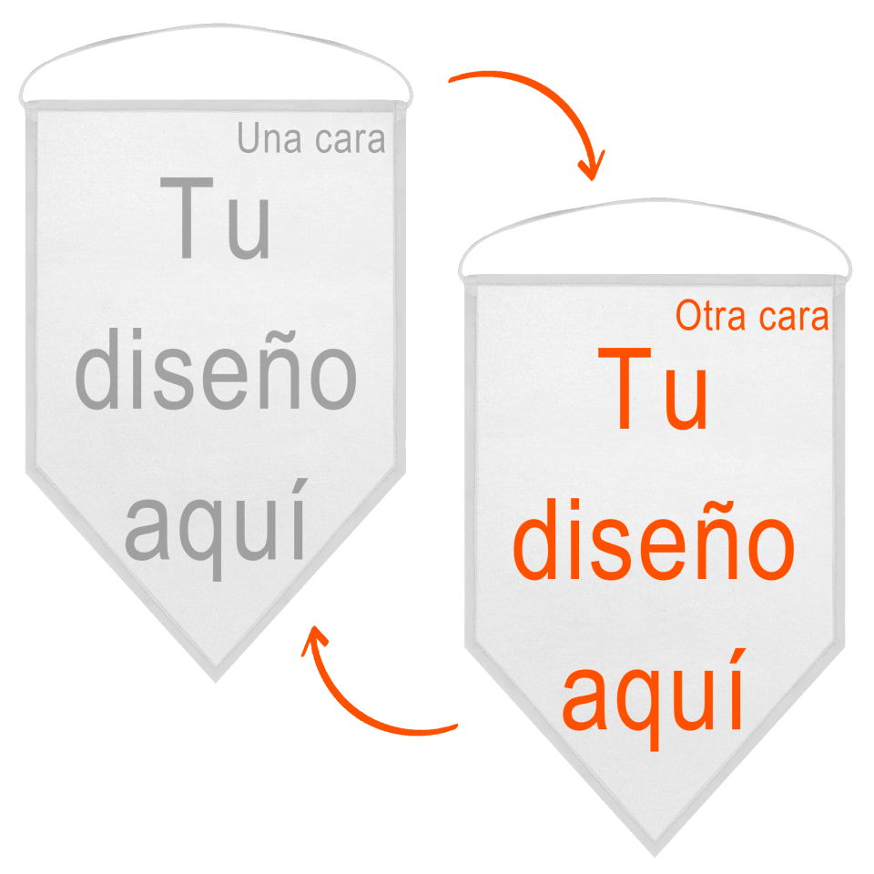 Banderín acabado triangular 25x40cm personalizado doble cara