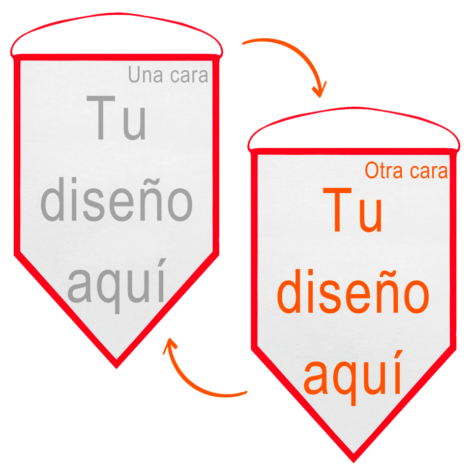 Banderín acabado triangular 25x40cm personalizado doble cara