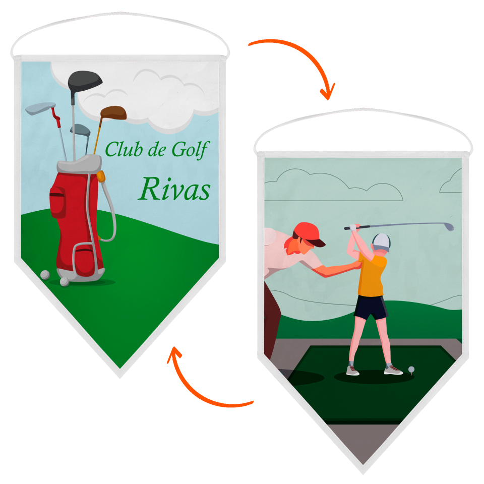 Banderín acabado triangular 25x40cm personalizado doble cara