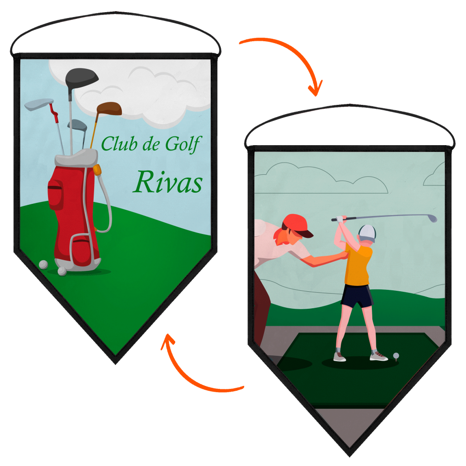 Banderín acabado triangular 25x40cm personalizado doble cara