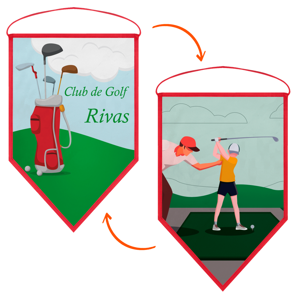 Banderín acabado triangular 25x40cm personalizado doble cara