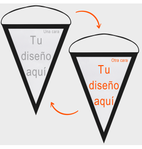 Banderín triangular 25x40cm personalizado doble cara