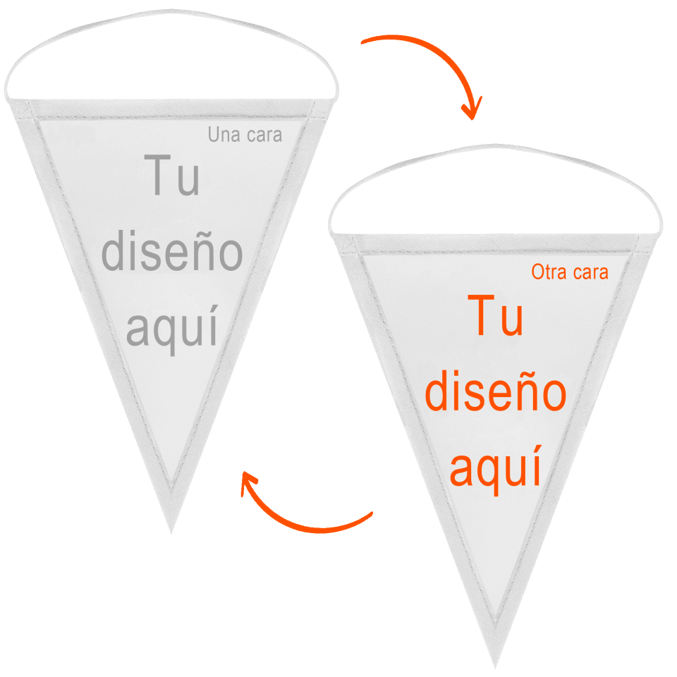 Banderín triangular 25x40cm personalizado doble cara