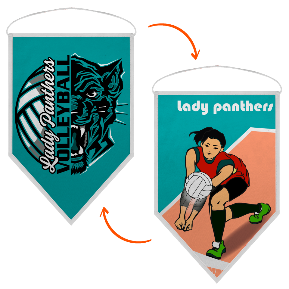 Banderín acabado triangular 23x30cm personalizado doble cara