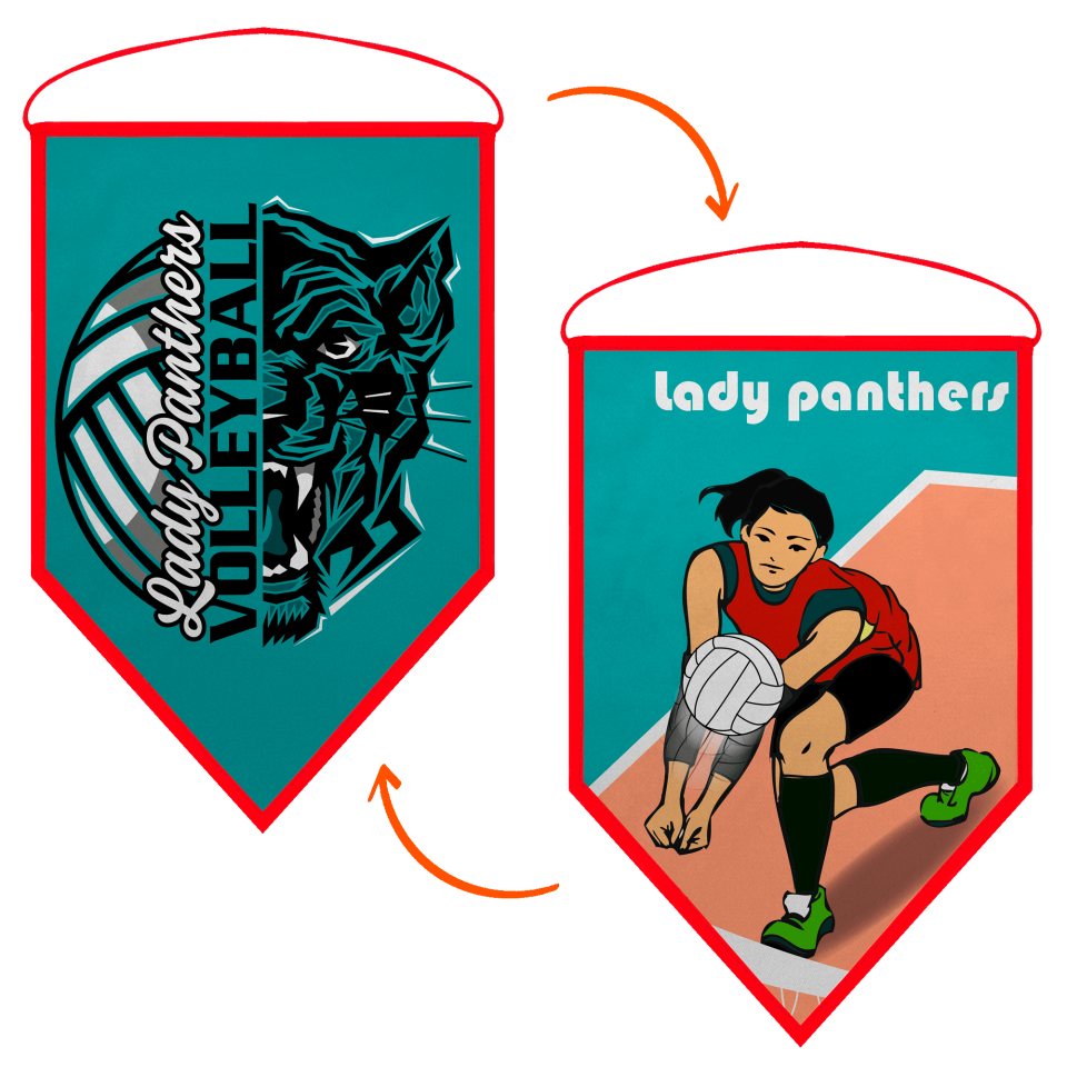 Banderín acabado triangular 23x30cm personalizado doble cara