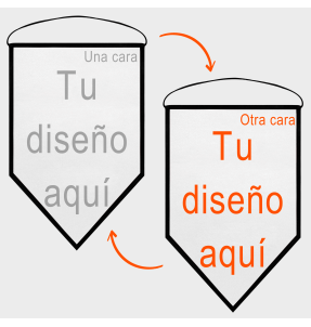 Banderín acabado triangular 23x30cm personalizado doble cara
