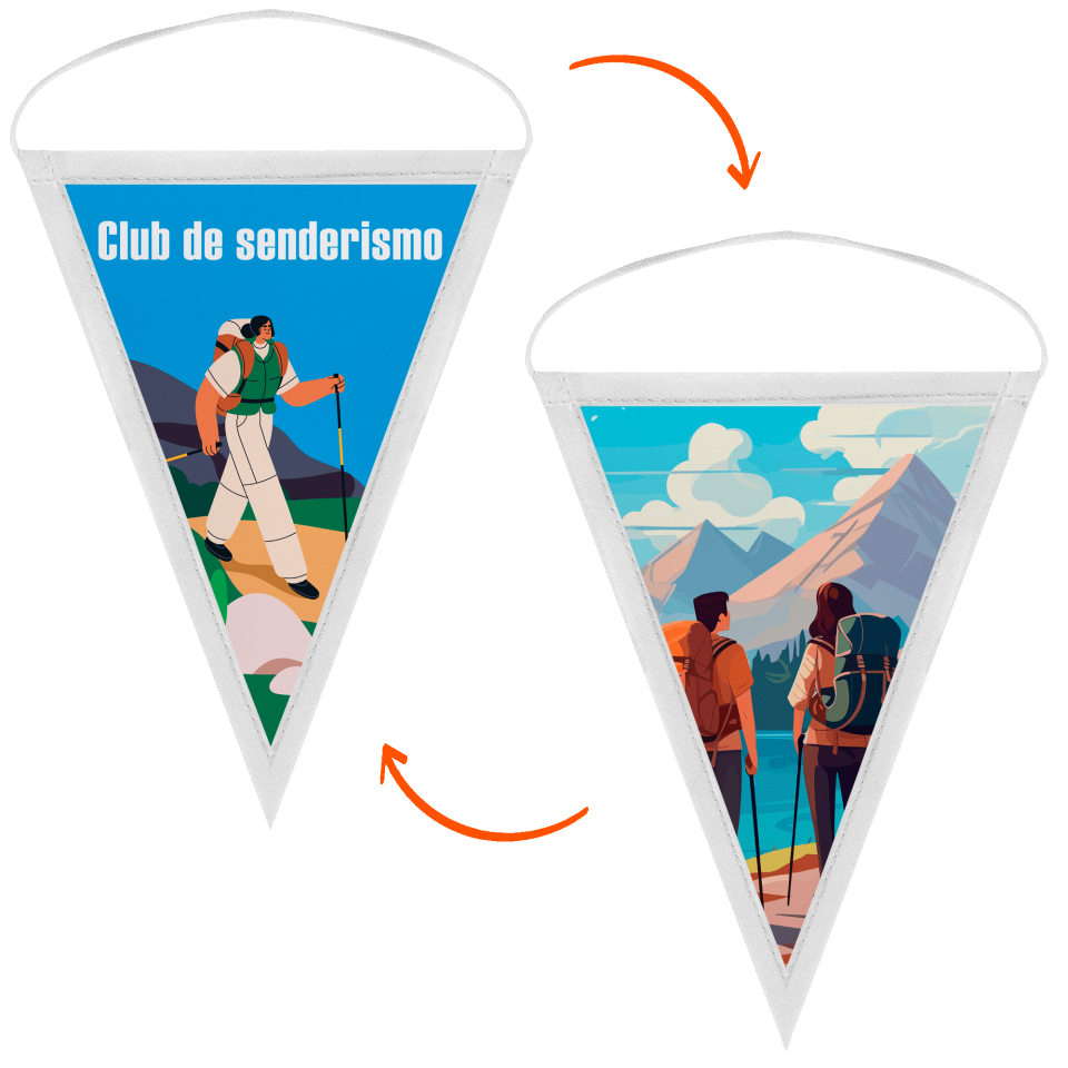 Banderín triangular 23x30cm personalizado doble cara