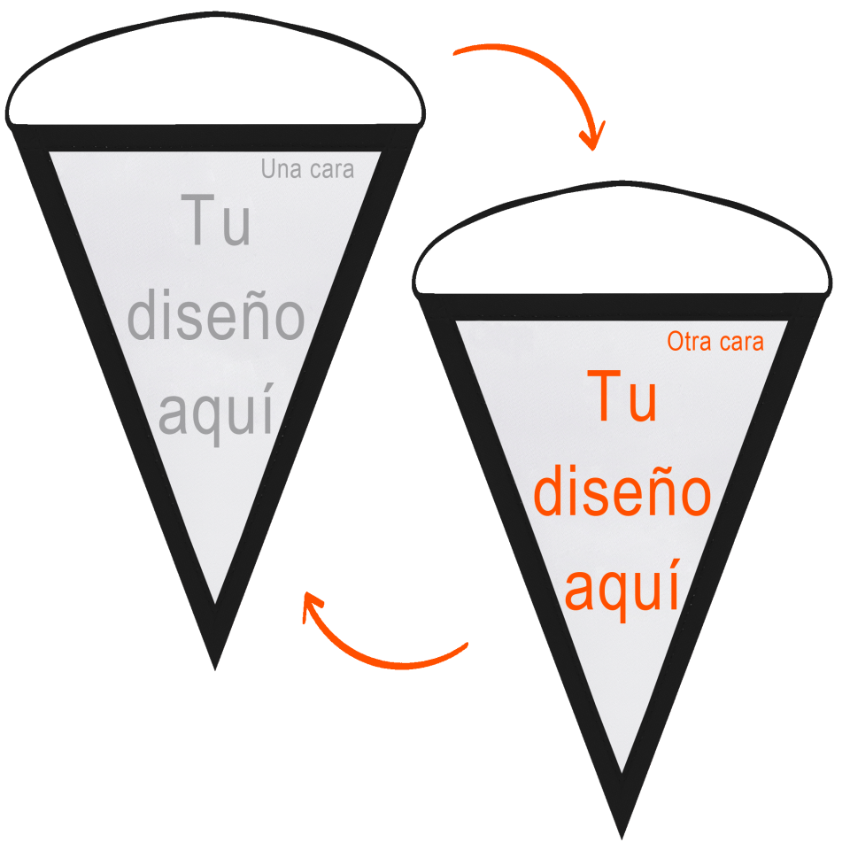 Banderín triangular 23x30cm personalizado doble cara