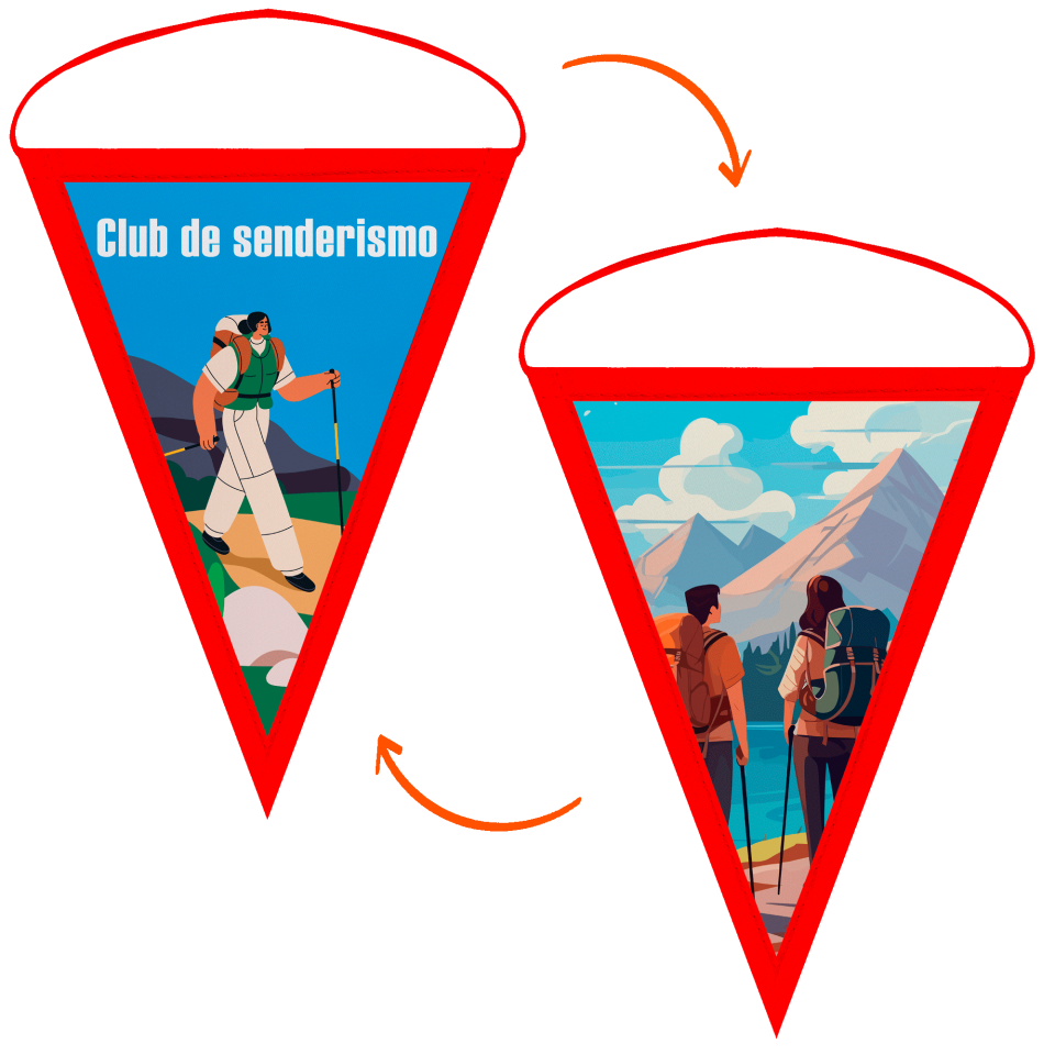 Banderín triangular 23x30cm personalizado doble cara