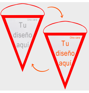 Banderín triangular 23x30cm personalizado doble cara
