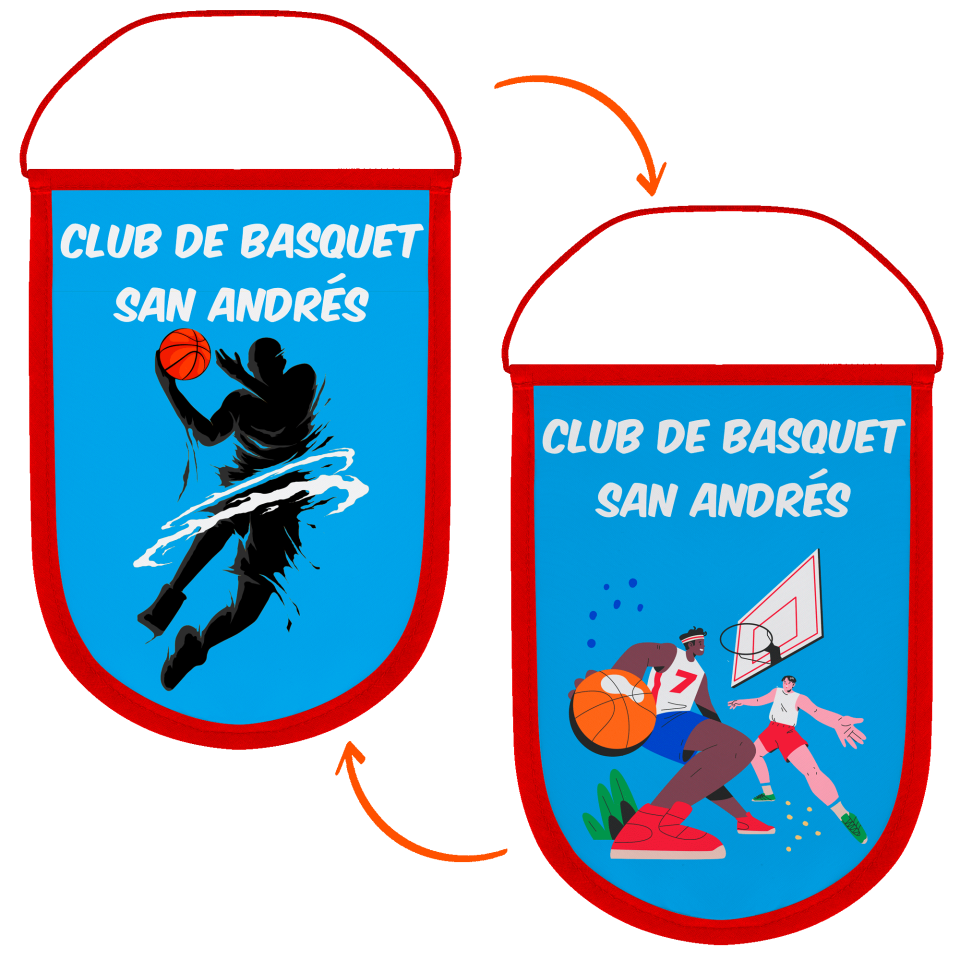 Banderín acabado redondo 23x30cm personalizado doble cara