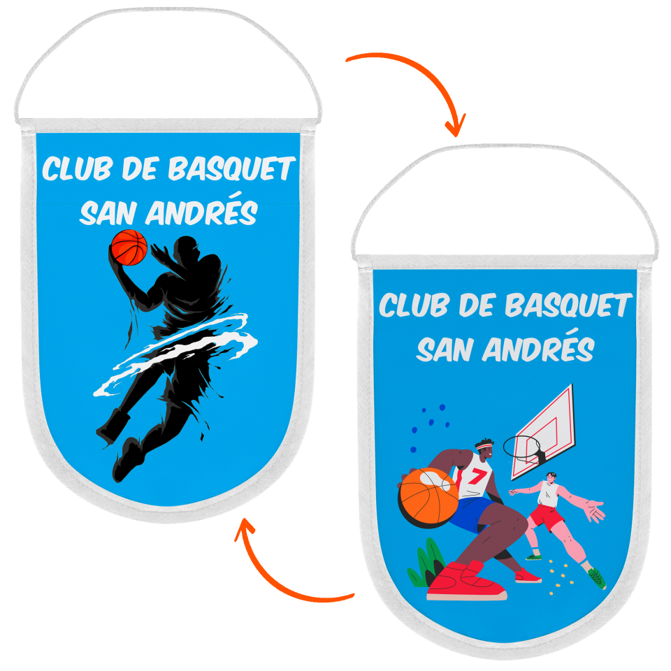 Banderín acabado redondo 23x30cm personalizado doble cara