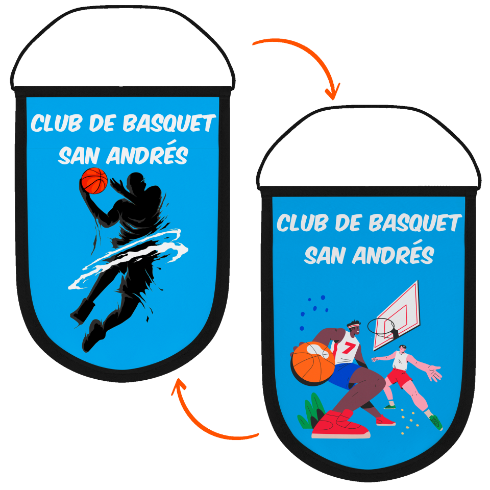 Banderín acabado redondo 23x30cm personalizado doble cara