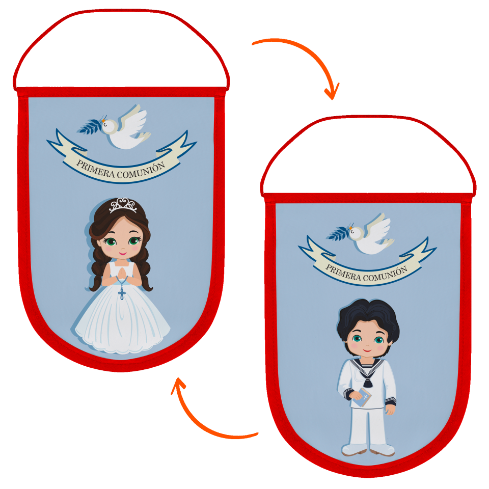 Banderín acabado redondo fullprint 18x25 doble cara