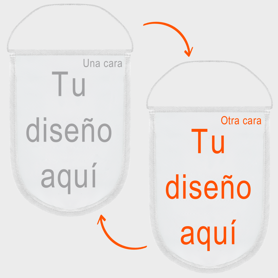 Banderín acabado redondo 14x21personalizado doble cara