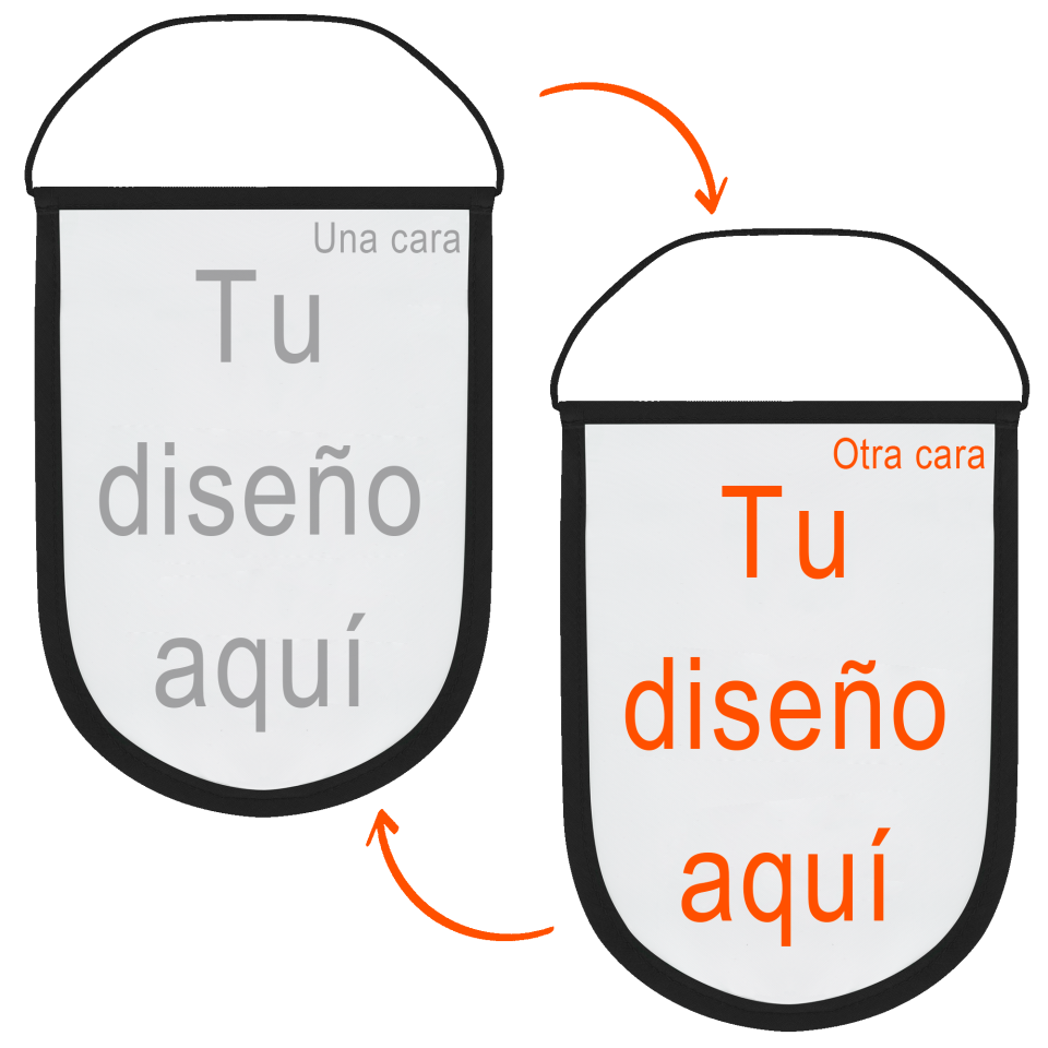 Banderín acabado redondo 14x21personalizado doble cara