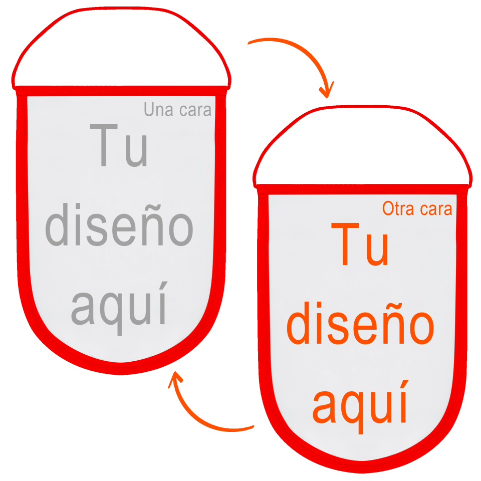 Banderín acabado redondo 14x21personalizado doble cara