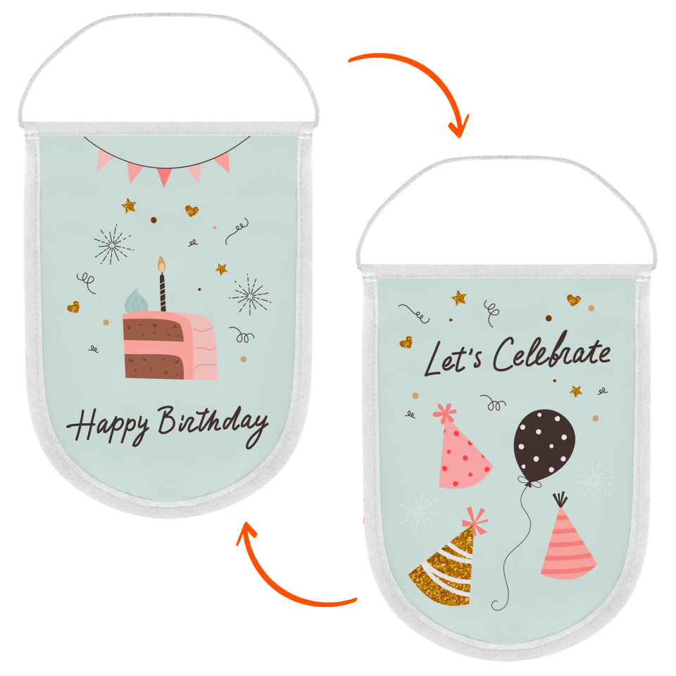 Banderín acabado redondo 14x21personalizado doble cara