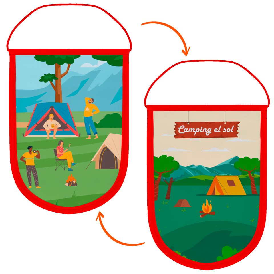 Banderín acabado redondo 25x40cm personalizado doble cara