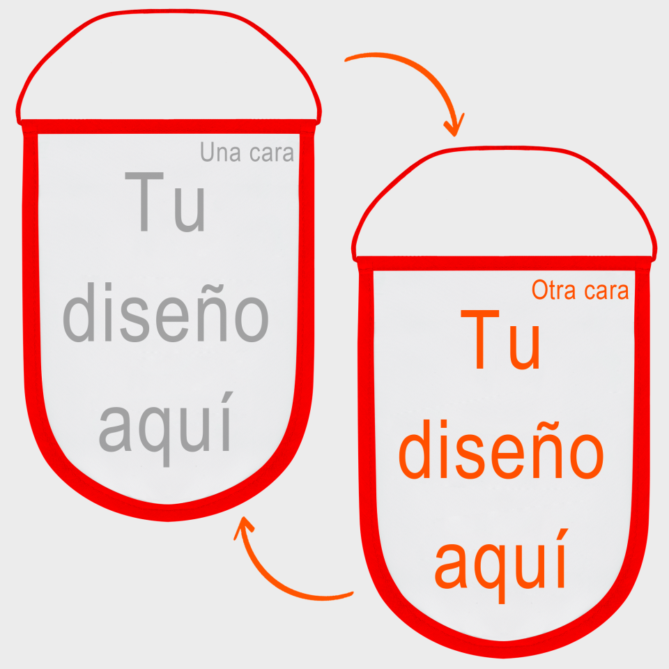 Banderín acabado redondo 25x40cm personalizado doble cara