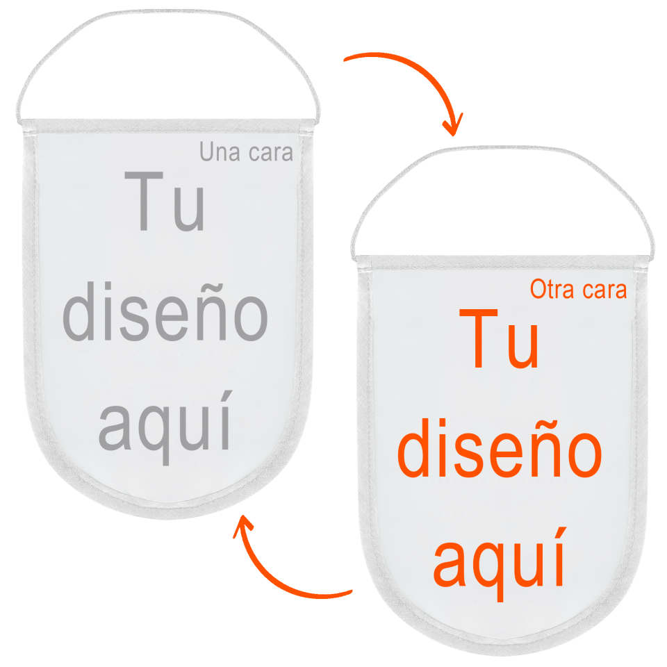 Banderín acabado redondo 25x40cm personalizado doble cara