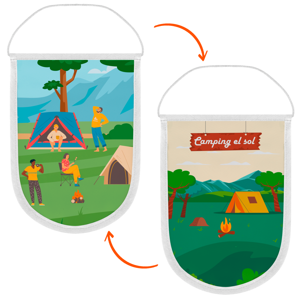 Banderín acabado redondo 25x40cm personalizado doble cara