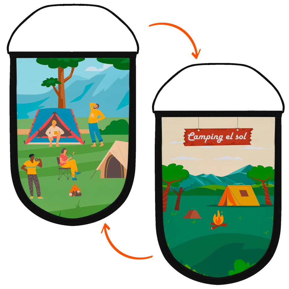 Banderín acabado redondo 25x40cm personalizado doble cara