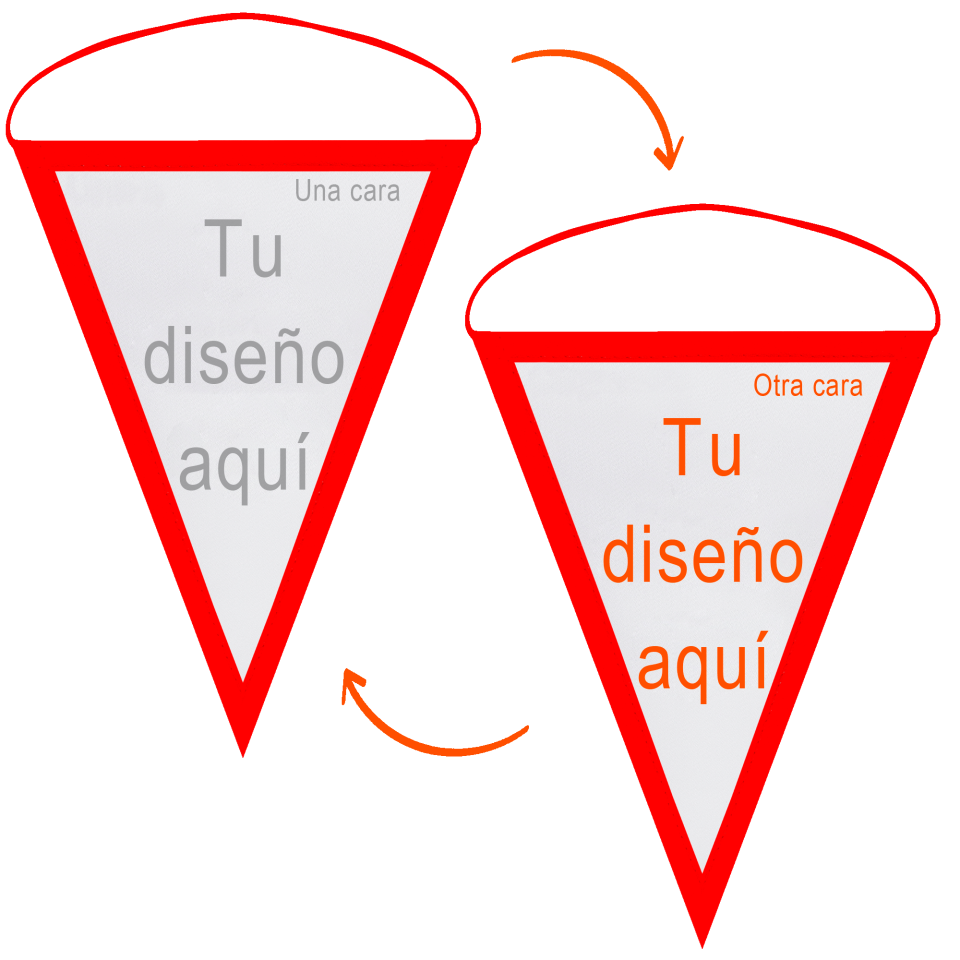 Banderín triangular 18x25cm personalizado doble cara