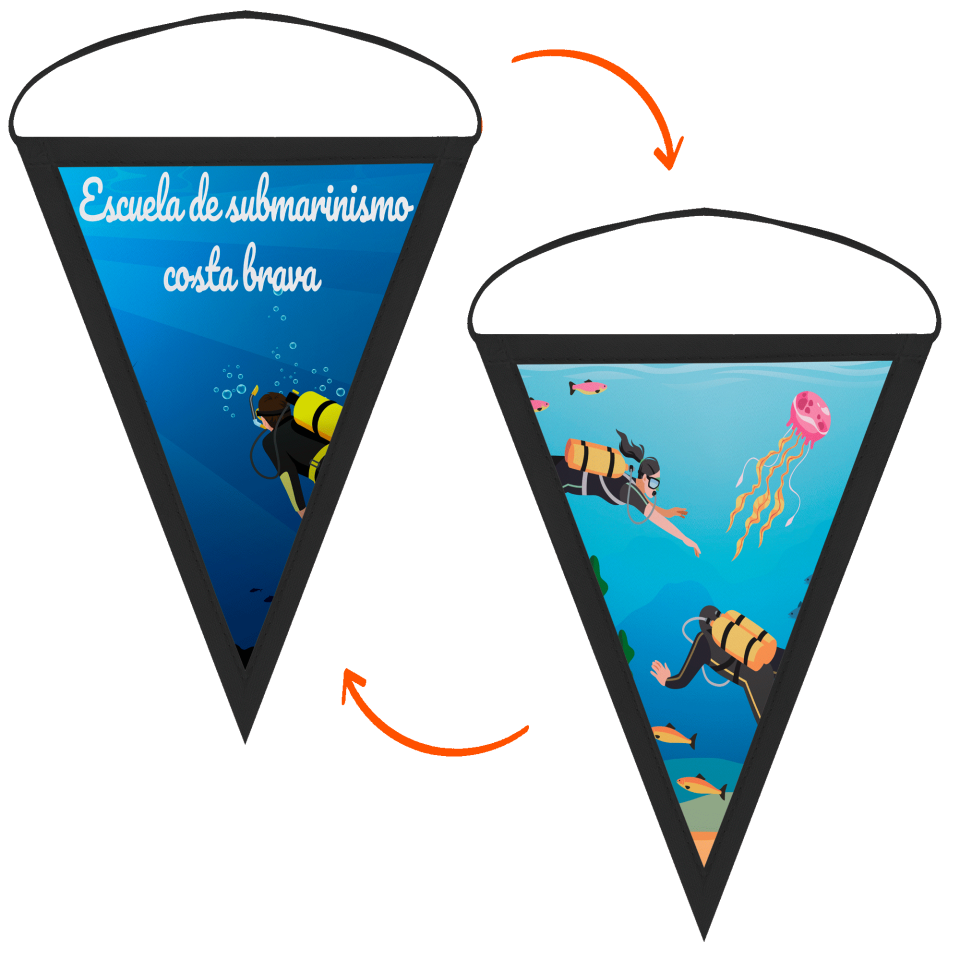 Banderín triangular 18x25cm personalizado doble cara